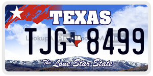 TJG8499 license plate in Texas