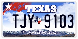 TJY9103 license plate in Texas