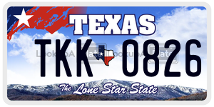 TKK0826 license plate in Texas