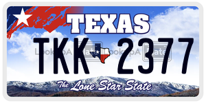 TKK2377 license plate in Texas