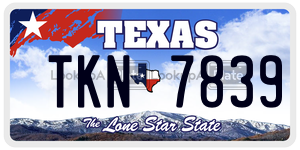 TKN7839 license plate in Texas