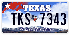 TKS7343  license plate in TX