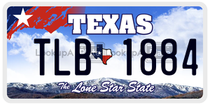 TLB1884 license plate in Texas