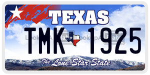 TMK1925  license plate in TX