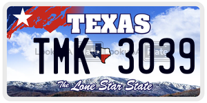 TMK3039 license plate in Texas