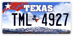 TML4927 license plate in Texas