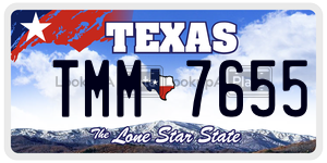 TMM7655 license plate in Texas