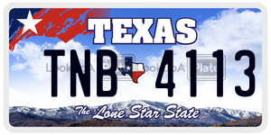 TNB4113 license plate in Texas