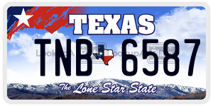 TNB6587  license plate in TX