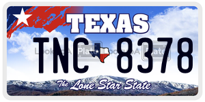 TNC8378 license plate in Texas