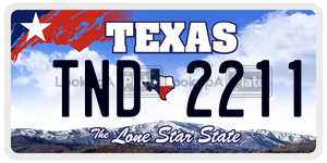 TND2211  license plate in TX