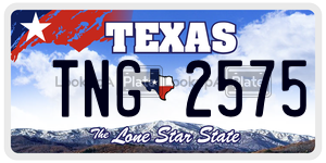TNG2575  license plate in TX