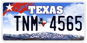TNM4565 license plate in Texas