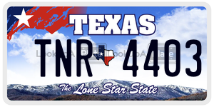TNR4403 license plate in Texas