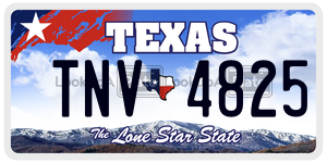 TNV4825 license plate in Texas