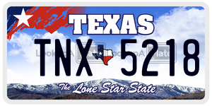 TNX5218  license plate in TX