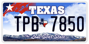 TPB7850 license plate in Texas