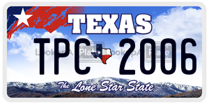 TPC2006 license plate in Texas