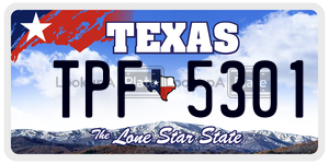 TPF5301  license plate in TX