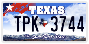 TPK3744  license plate in TX