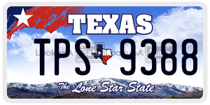 TPS9388 license plate in Texas