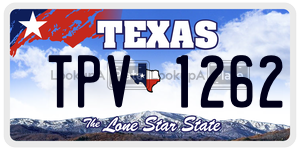 TPV1262 license plate in Texas