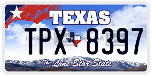 TPX8397  license plate in TX