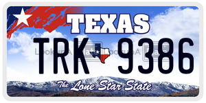 TRK9386 license plate in Texas