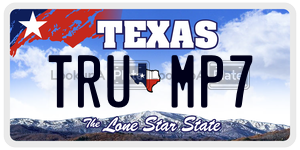 TRUMP7 license plate in Texas