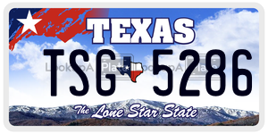 TSG5286 license plate in Texas