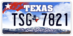 TSG7821 license plate in Texas