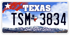TSM3834 license plate in Texas