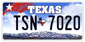 TSN7020 license plate in Texas