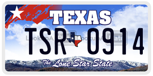 TSR0914 license plate in Texas