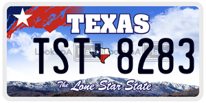 TST8283 license plate in Texas