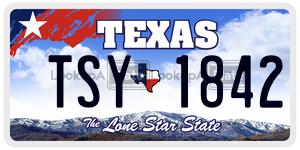 TSY1842 license plate in Texas