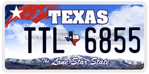 TTL6855  license plate in TX
