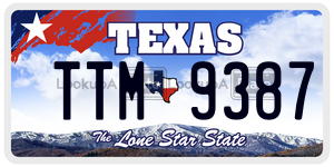 TTM9387 license plate in Texas