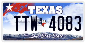 TTW4083 license plate in Texas