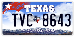 TVC8643 license plate in Texas