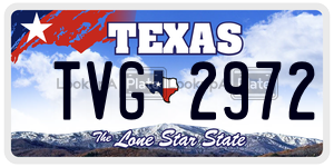 TVG2972 license plate in Texas