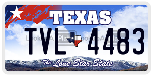 TVL4483  license plate in TX