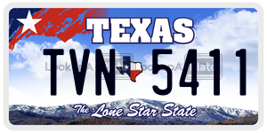 TVN5411 license plate in Texas