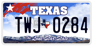 TWJ0284 license plate in Texas