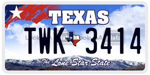 TWK3414  license plate in TX