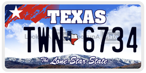 TWN6734 license plate in Texas