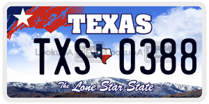 TXS0388 license plate in Texas