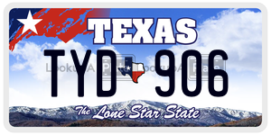TYD906 license plate in Texas