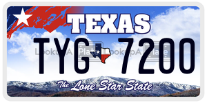 TYG7200 license plate in Texas