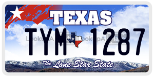 TYM1287  license plate in TX